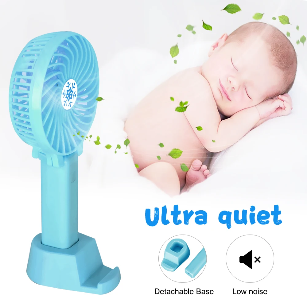 Портативный мини вентилятор кулер ручной с зарядкой от USB Настольная