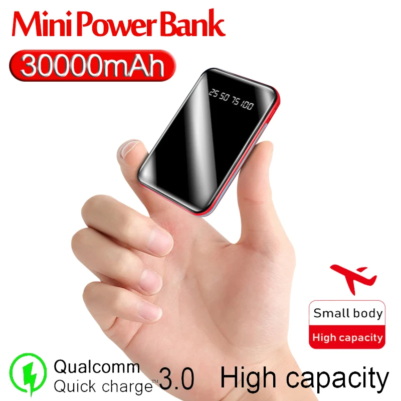 Мини банк силы 30000mAh телефон быстрое зарядное устройство USB портативное Внешний