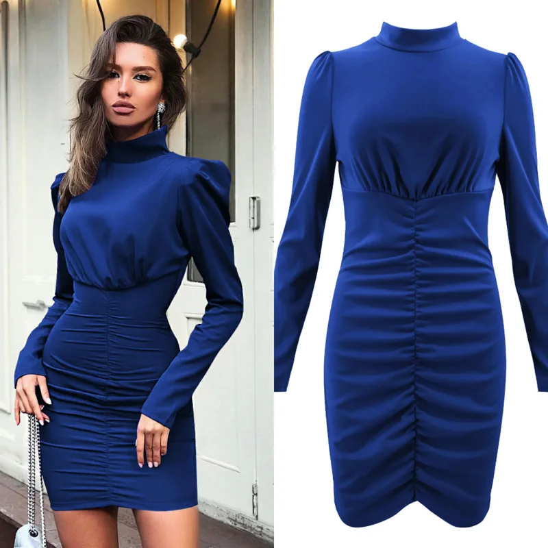 【Clearance】 Сексуальное Женское Платье с высоким воротом зеленое Бандажное