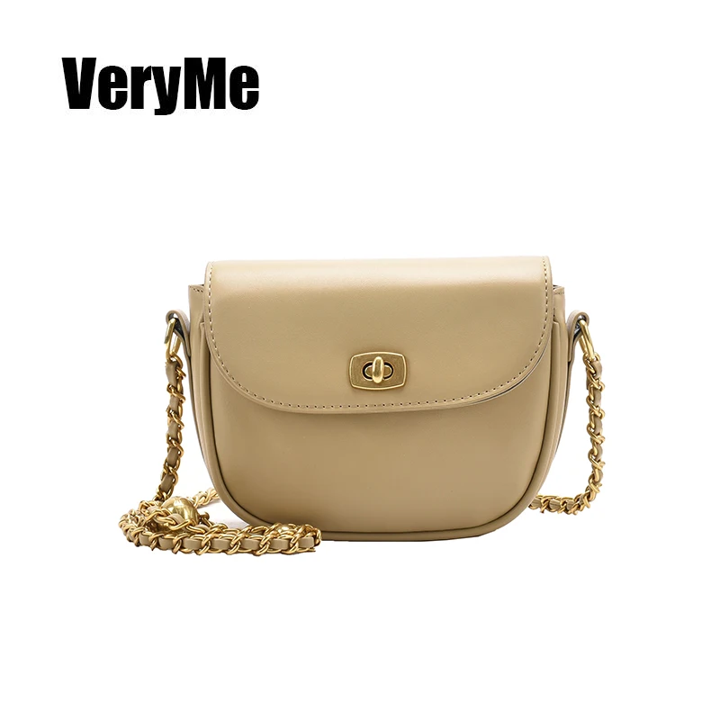 

VeryMe Solid Color Pu Leather Shoulder Bag Simple Women Messenger Crossbody Pack Casual Female Handbags 2021 New Bolsas Feminina