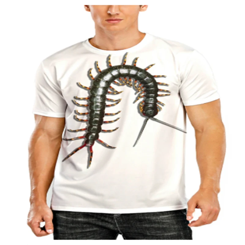 Модная мужская футболка с 3D-принтом в виде акулы Уличная Повседневная креативная