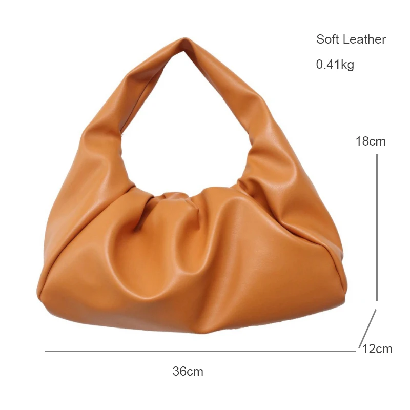 

Fashion Ruched Soft Leather Cloud Bag Large Clutch Bags Women Designer Handbags High Quality Luxury Brand Shoulder Bag Sac Purse