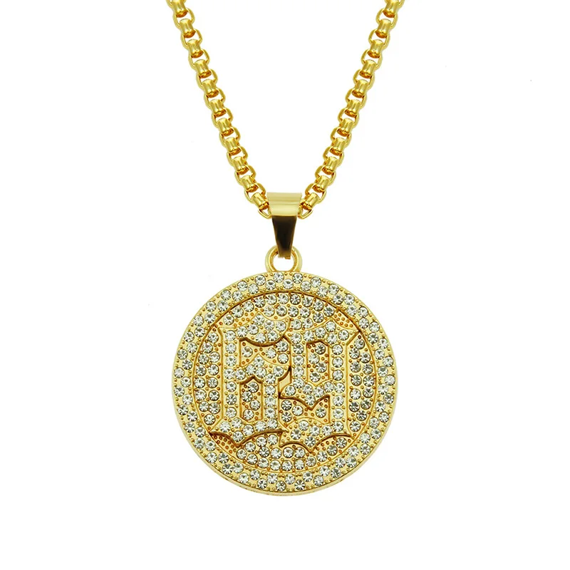 Ожерелье Стразы в стиле хип хоп украшенное сверкающими 69 круглыми подвесками для