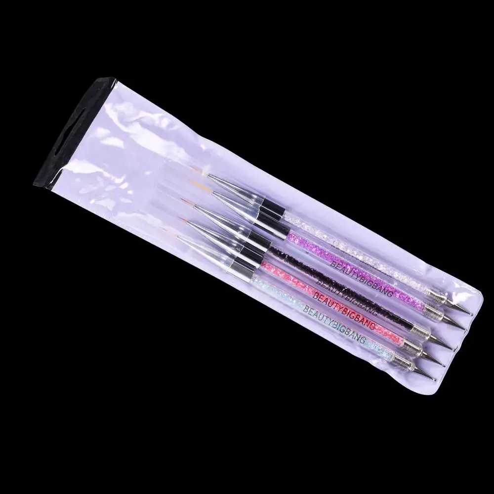 5PCS BeautyBigBang, 5 шт., кисть для дизайна ногтей, 2 способа, УФ-гель, акриловая кисть для рисования, лайнер, цветок, стразы, инструмент для маникюра, ручка для раскрашивания ногтей - Цвет: 5PCS