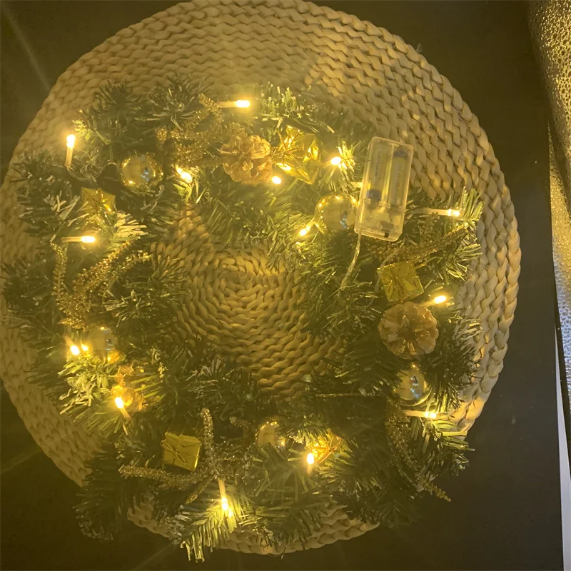 Guirnalda de Navidad con luz LED para puerta delantera, adorno colgante para fiesta en casa, 40CM-3