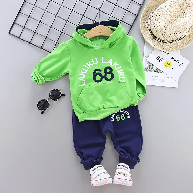 Toddler Cotton Tracksuit Autumn Baby Hooded Jacket Sets Children Boys Girls Cartoon Clothes Fashion Kids Hoodies Pants 2Pcs/set | Детская