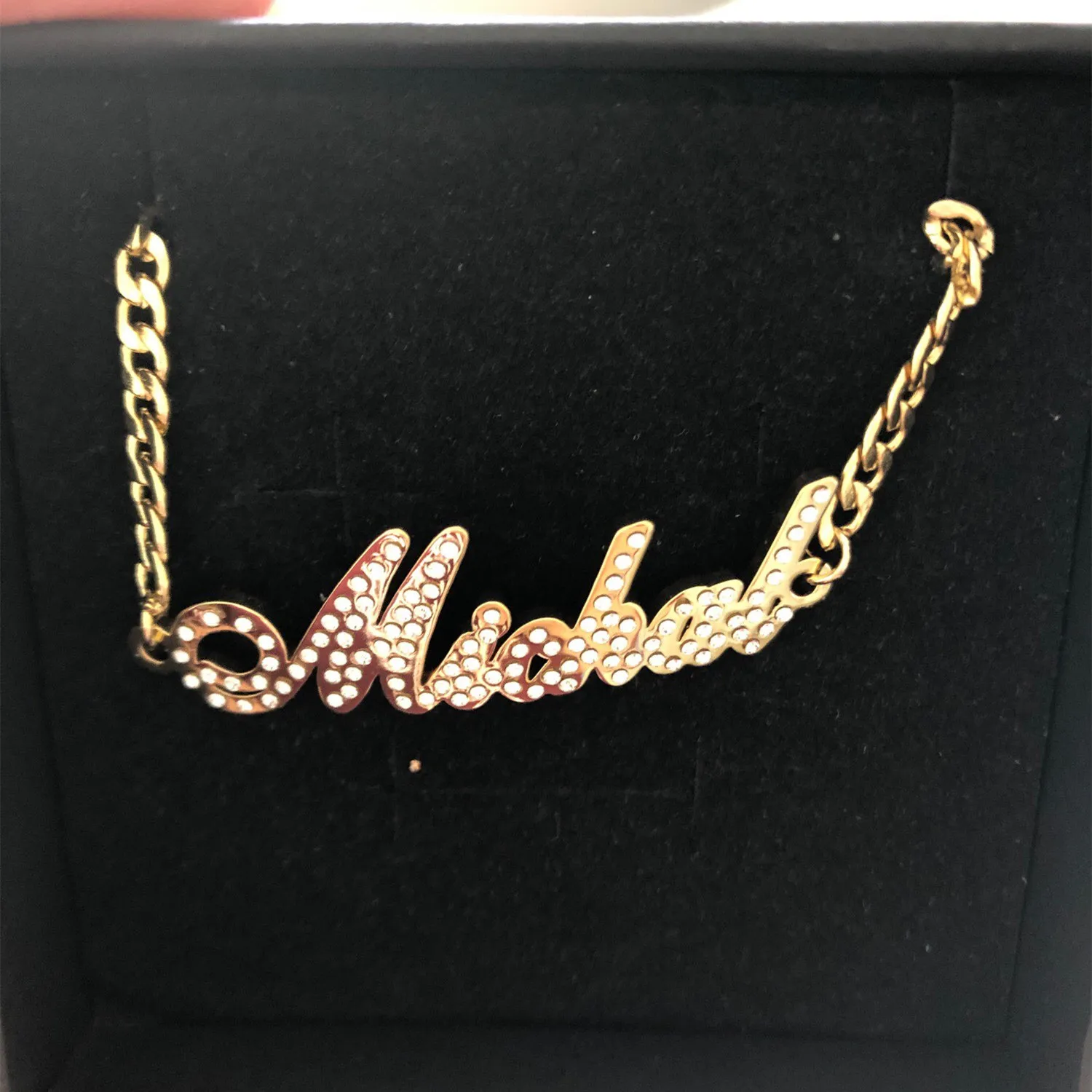 

2021 New Trendy Style Cuban Chain Custom Personalized Name Zircon Bracelet with Crystal Bangles For Women Men Anniversary Gift