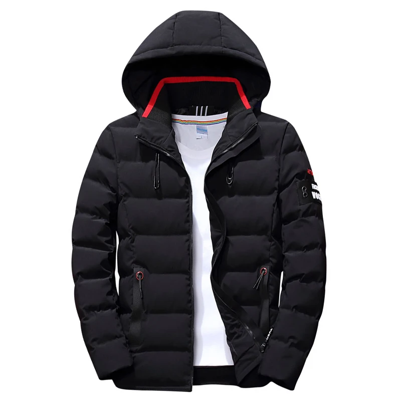 

2019 New Fashion Men's Winter Coat Coat Hooded Warm Men's Winter Coat Casual Slim Student Coat Solid Color Comfortable Coat