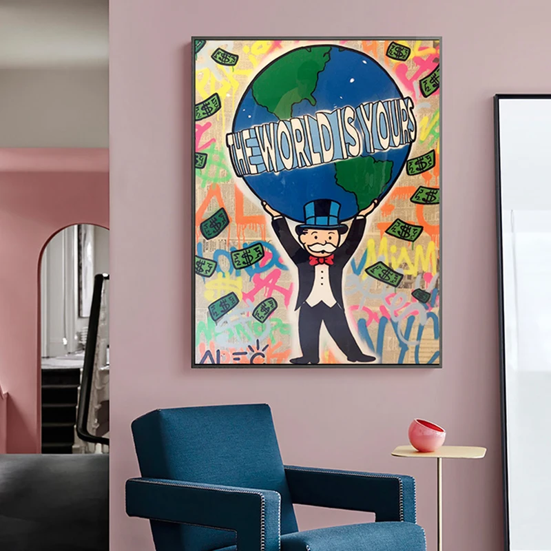 

Graffiti Art Alec Monopoly Canvas Art Posters and Print Street Art Canvas Paintings on The Wall Cuadros for Home Decor Pictures