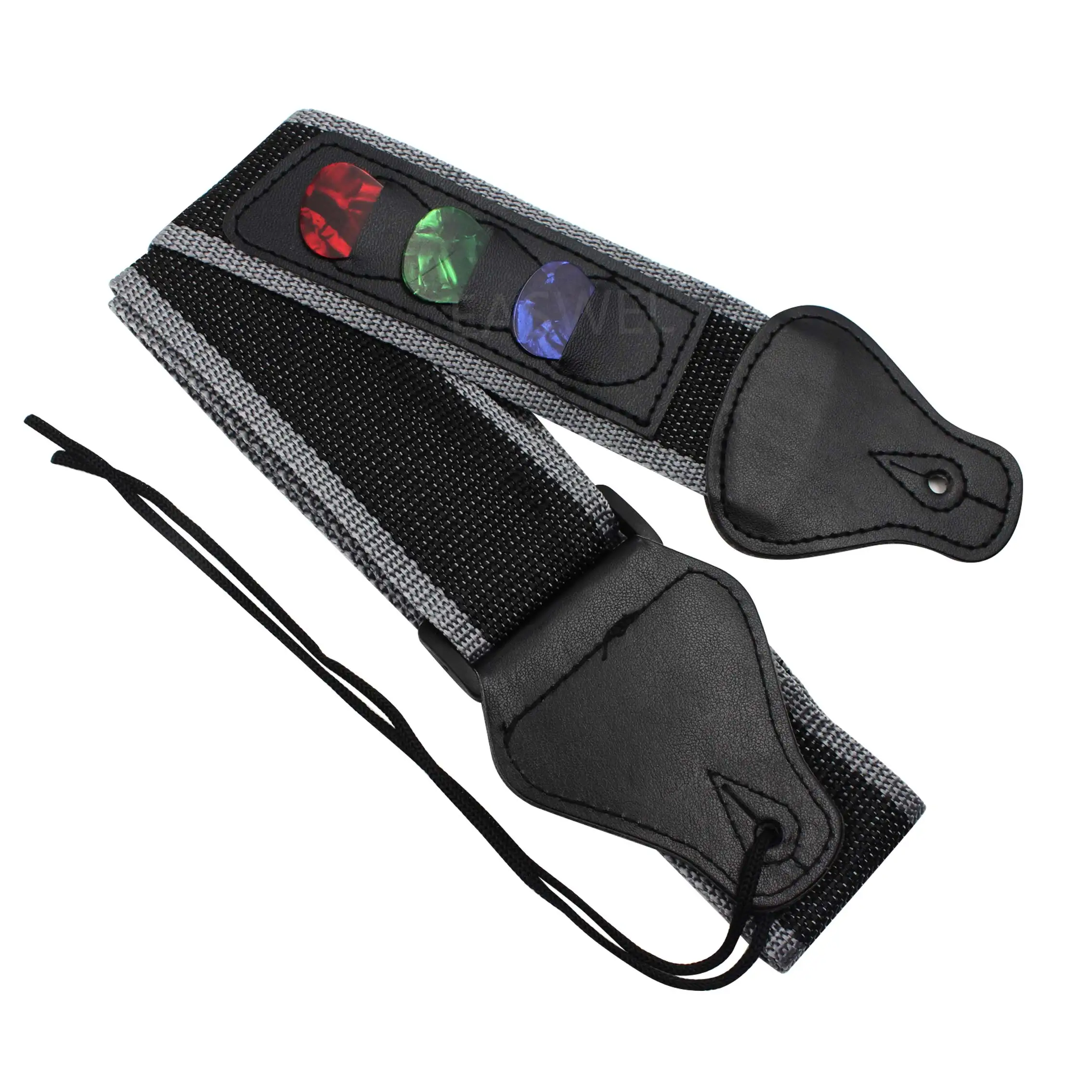 Гитарный ремень нейлон кожаные заканчивается 3 палочки Plectrums держатели