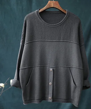 Autumn Sweater Women Retro Loose Knitting Pullovers 2019 New Ladies Tops O-Neck Long-sleeved Casual Vintage | Женская одежда