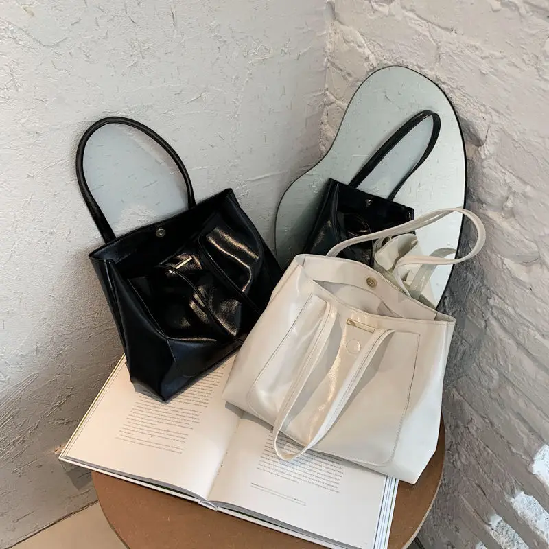 

Big Shoulder Bags Women Totes Pu Leather Solid Women's Bags