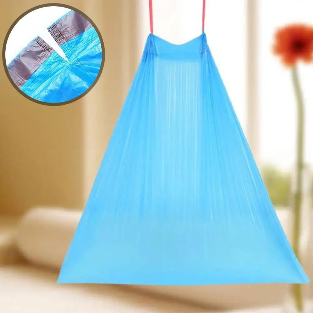 

High Quality Trash Bags Garbage Bag Storage Kitchen 15pcs/roll Disposable Household Box PE Handles Drawstring Garbage R6A1