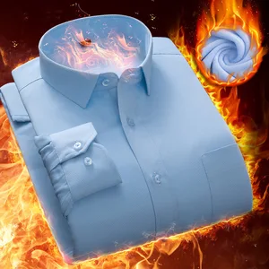 Мужская деловая рубашка, теплая однотонная приталенная рубашка с бархатным утеплителем, в Корейском стиле, большие размеры 8XL 7XL 6XL, для зимы