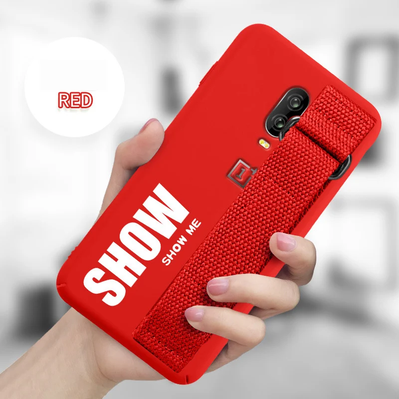Red Чехол для Oneplus 7T 7 Pro 7 6 6T 5 5T чехол мягкий силиконовый матовый чехол для One Plus 1+ 7T чехол с ремешком на руку - Цвет: Red