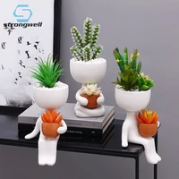 strongwell ceramic flower pots succulent simulation plant miniature bonsai cute figure planter home decoration ornament gifts