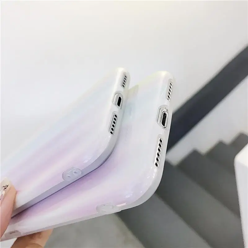 Aurora лазерный мраморный чехол для iPhone X XR XS Max глянцевый мягкий силиконовый 6 6s 7 8 7plus