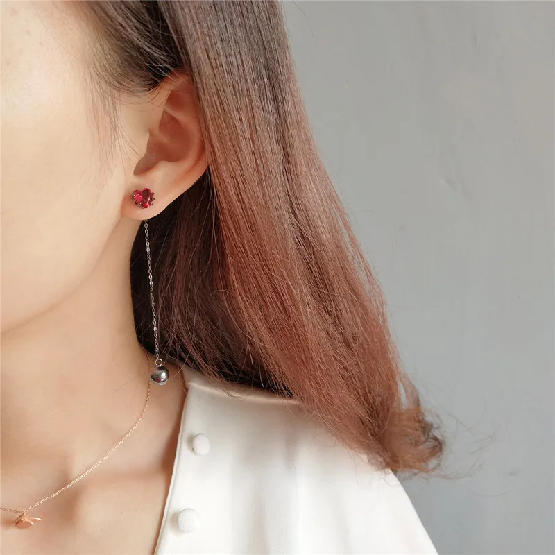 Женские ассиметричные серьги гвоздики POFUNUO подарочные сережки из циркония с