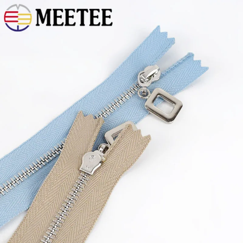 

10pcs Meetee 3# Metal Zippers for Sewing 15/18/20/25/30cm Close-end Auto Lock Zips Bags Clothing Zipper Repair Accessories