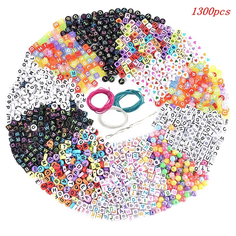 1300pcs 1850 шт акриловые бусины с буквами и цифрами круглые отдельные бусины с буквами алфавита для изготовления браслетов своими руками - Цвет: 1300pcs
