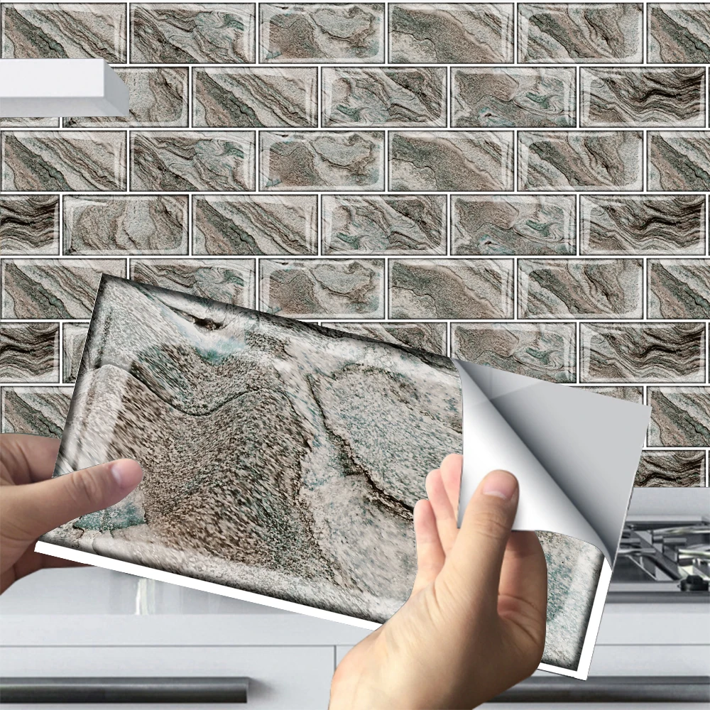 

24pcs New Design Waterproof Wall Stickers Brick Wall Self-Adhesive 3D PVC Tile Stickers Kitchen Bathroom Home Decoration