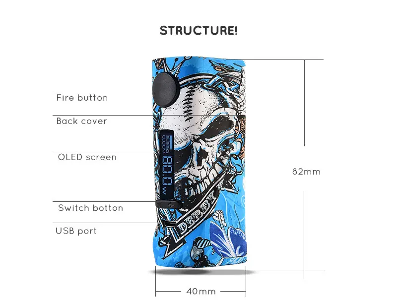 Оригинальный Vapor storm ECO PRO мод 5 Вт-80 Вт электронная сигарета Vape Поддержка режима TC