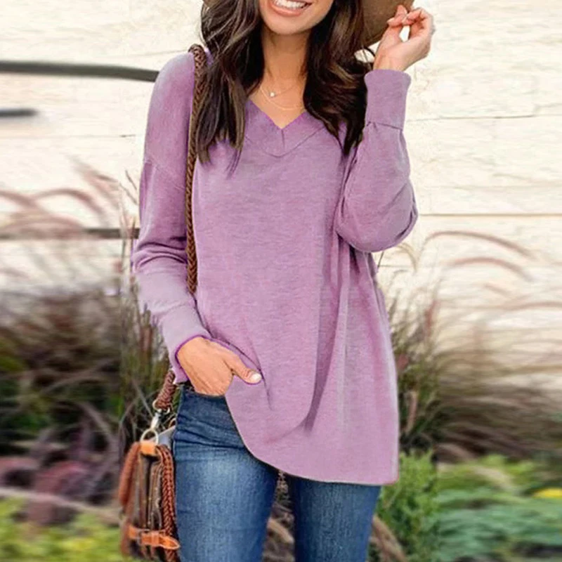 Женские повседневные свободные футболки модные однотонные элегантные с