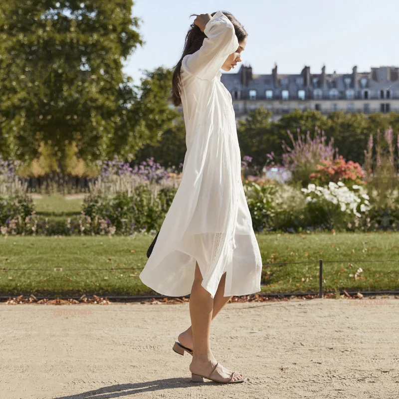 Повседневная накидка на бикини белая хлопковая туника открытая спереди летняя