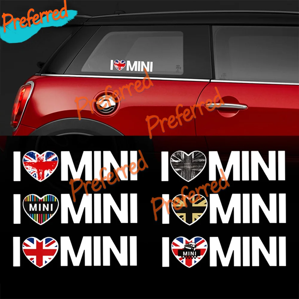 

High Quality I LOVE Mini for Mini Cooper Signs Decal Motocross Racing Laptop Helmet Trunk Wall Vinyl Car Sticker Die Cutting