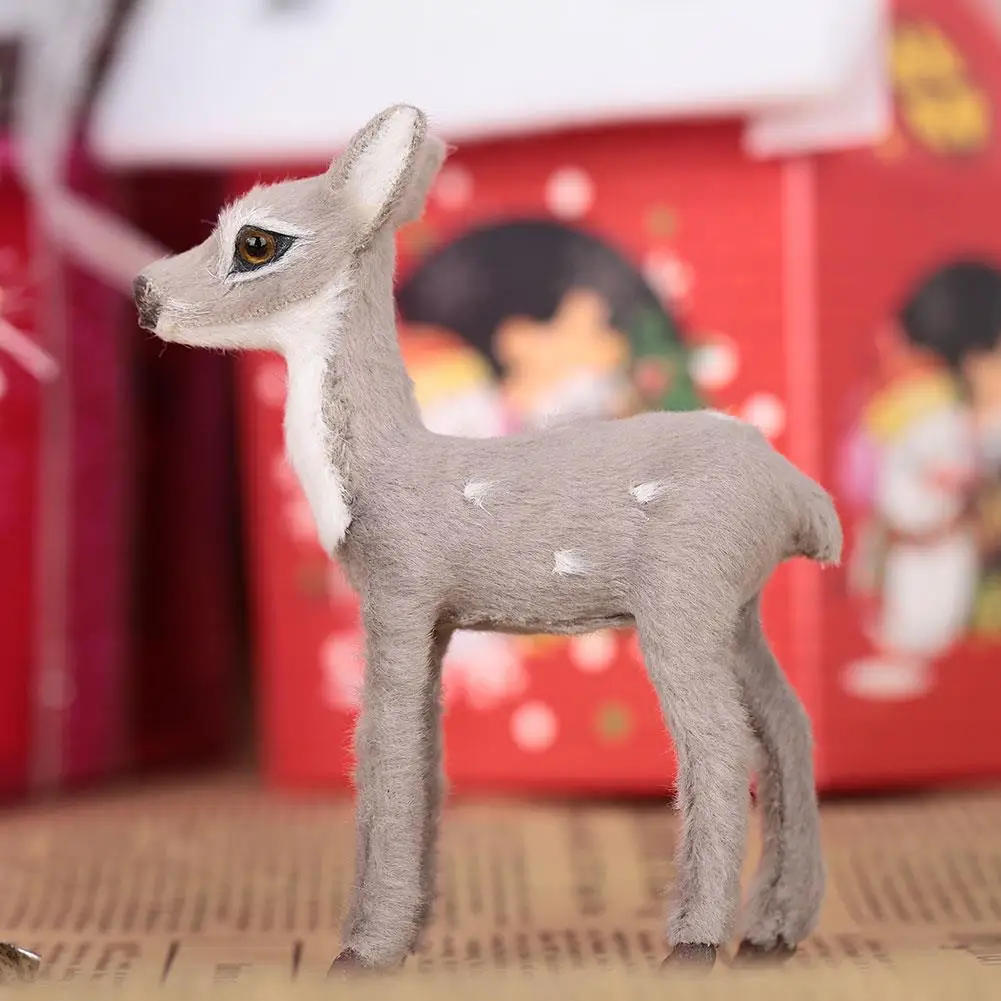 Plush Plastic Xmas Elk Simulation ELK Deer Christmas Reindeer Doll Photography Prop Lawn Ornaments Shop Window Mini Simulated | Дом и сад