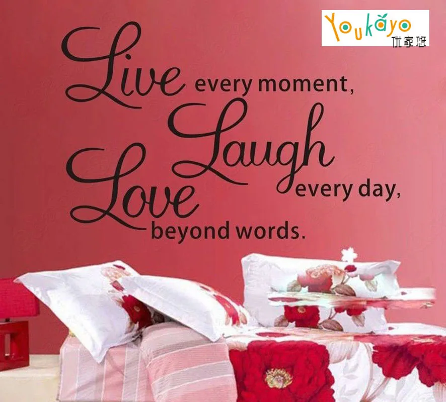 Wallpapers Quotes decals Removable stickers decors Vinyl art-Live laugh love Room Bedroom | Дом и сад