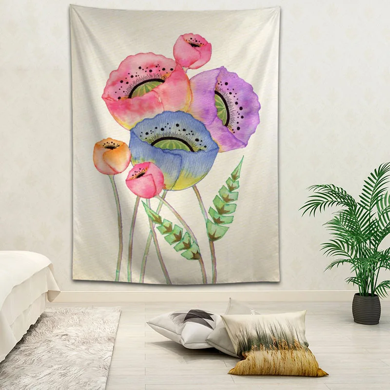 

Colleen Parker Painter Colorful Beautiful Flowers Custom HD Tapestry For Carpet Travel Mattress Wall Carpets Art Home Decor