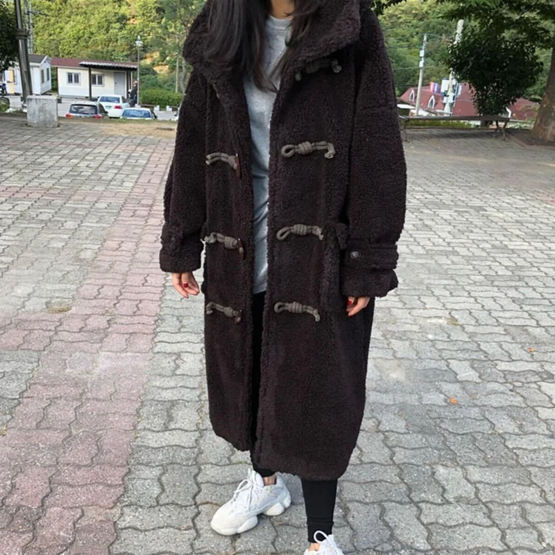Getвесеннее женское меховое пальто с капюшоном, утолщенные зимние меховые шубы, Женская кофейная модная винтажная зимняя куртка, теплая парка, Новинка