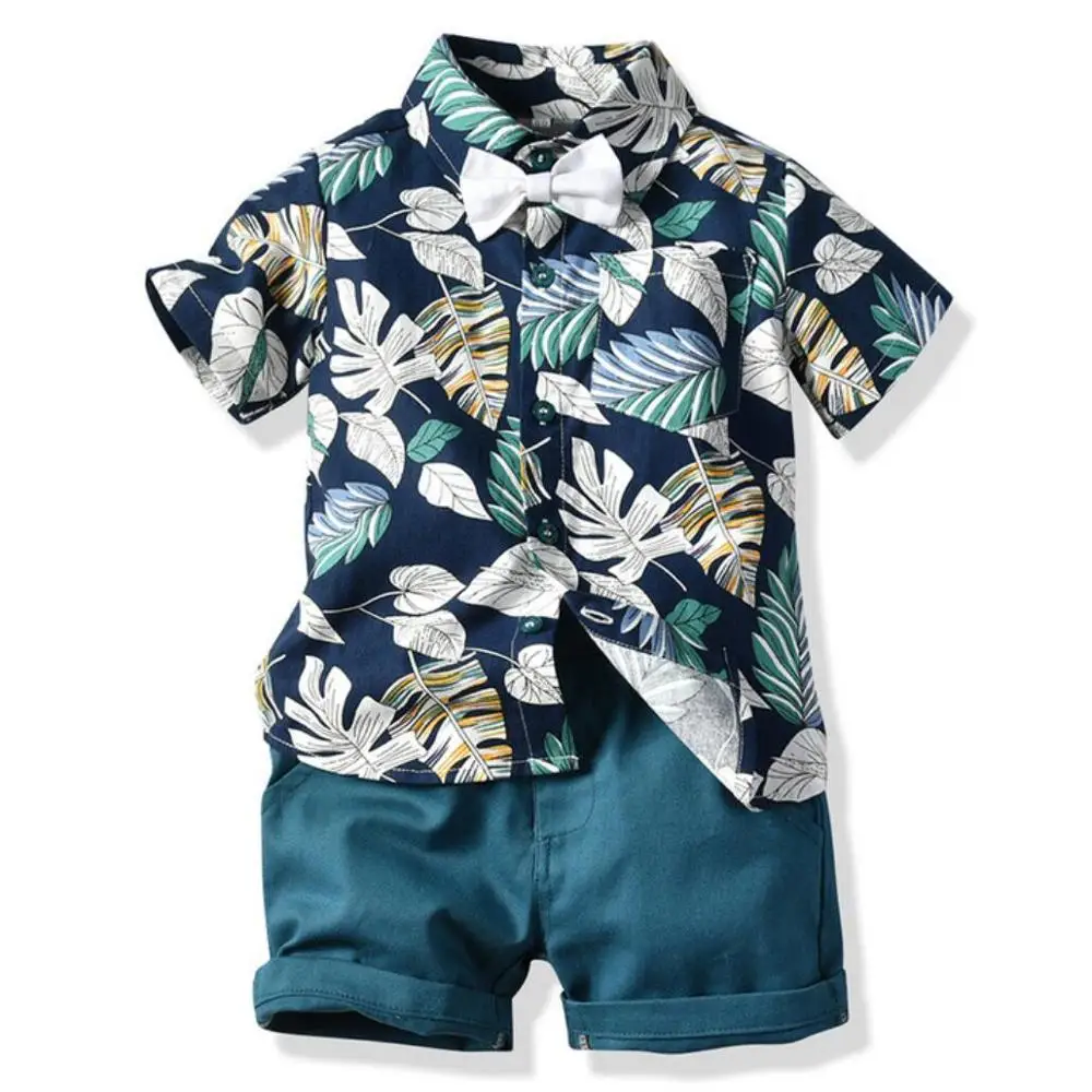 Brand Fashion Baby Boys Clothing Set Summer Bow Tie Shirt 2pcs Sport Suit Toddler Kids Boy's Clothes Beach Casual Tracksuit |