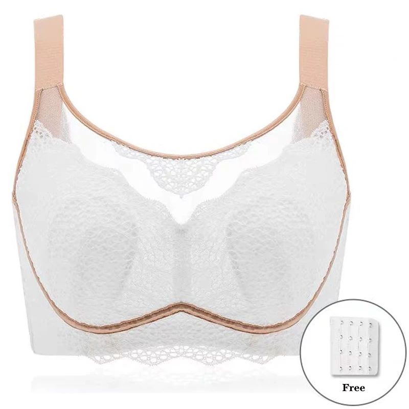 Для женщин полный охват мягкий Minimizer Бюстгальтер кружевной вышивкой
