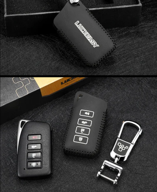 

Luckeasy Leather Key Cover Car Key Fob Bag Case Wallet Holder Keychain Key Chain for Lexus ES 2020 LX750 2017 4 Buttons
