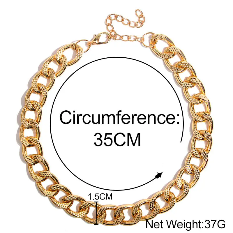 Плоское увеличенное чокер с массивной цепью ожерелье s-образным воротничком для