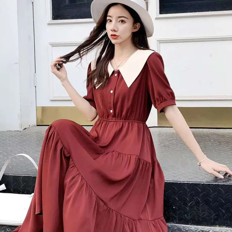 

2021 Casual Short Sleeve O-Neck Floral Print Dresses Elegant Party Dress Plus Size Dress Black