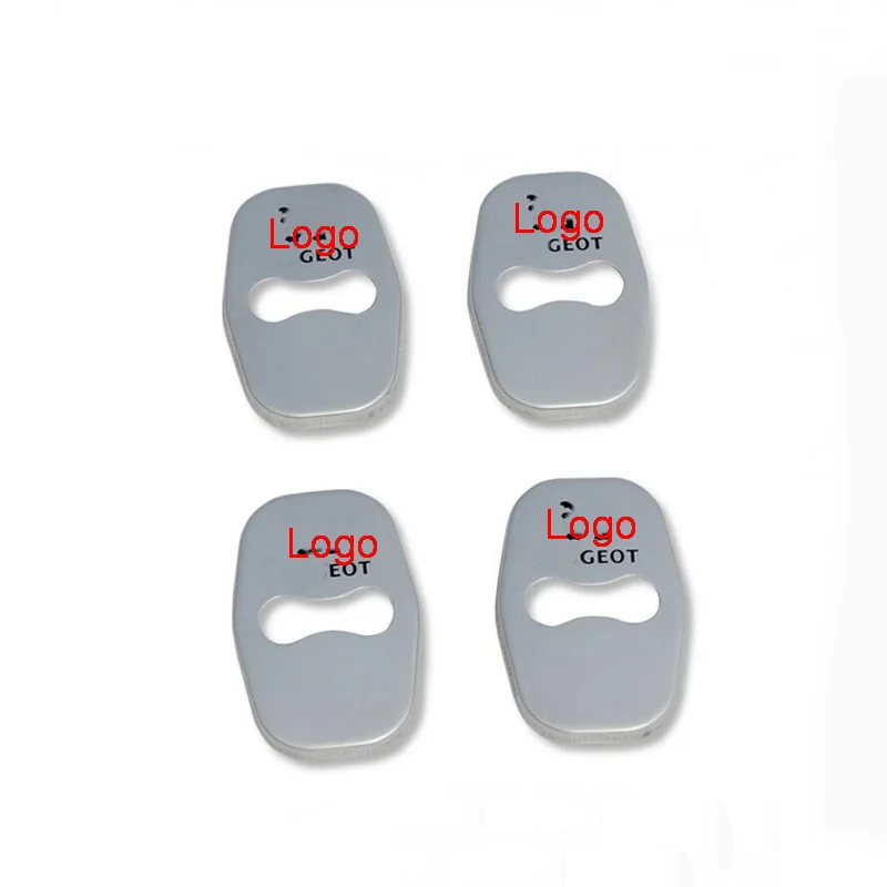 

Tonlinker 4Pcs Car Style Stainless Steel Door Lock Protective Stickers for 2009 -14 Citroen/DSPeugeot 3008/2008/308/408/508/301