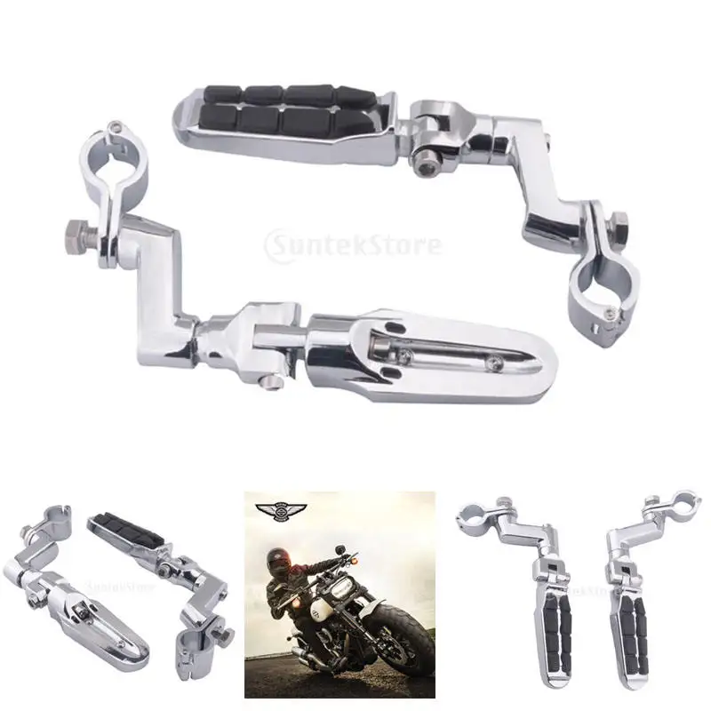 

2X Universal Silver Motorcross Racing Bike Cafe Racer Dirt Bike Foot Pegs Mounting Kit Footrests Rear Set Rest Pedals