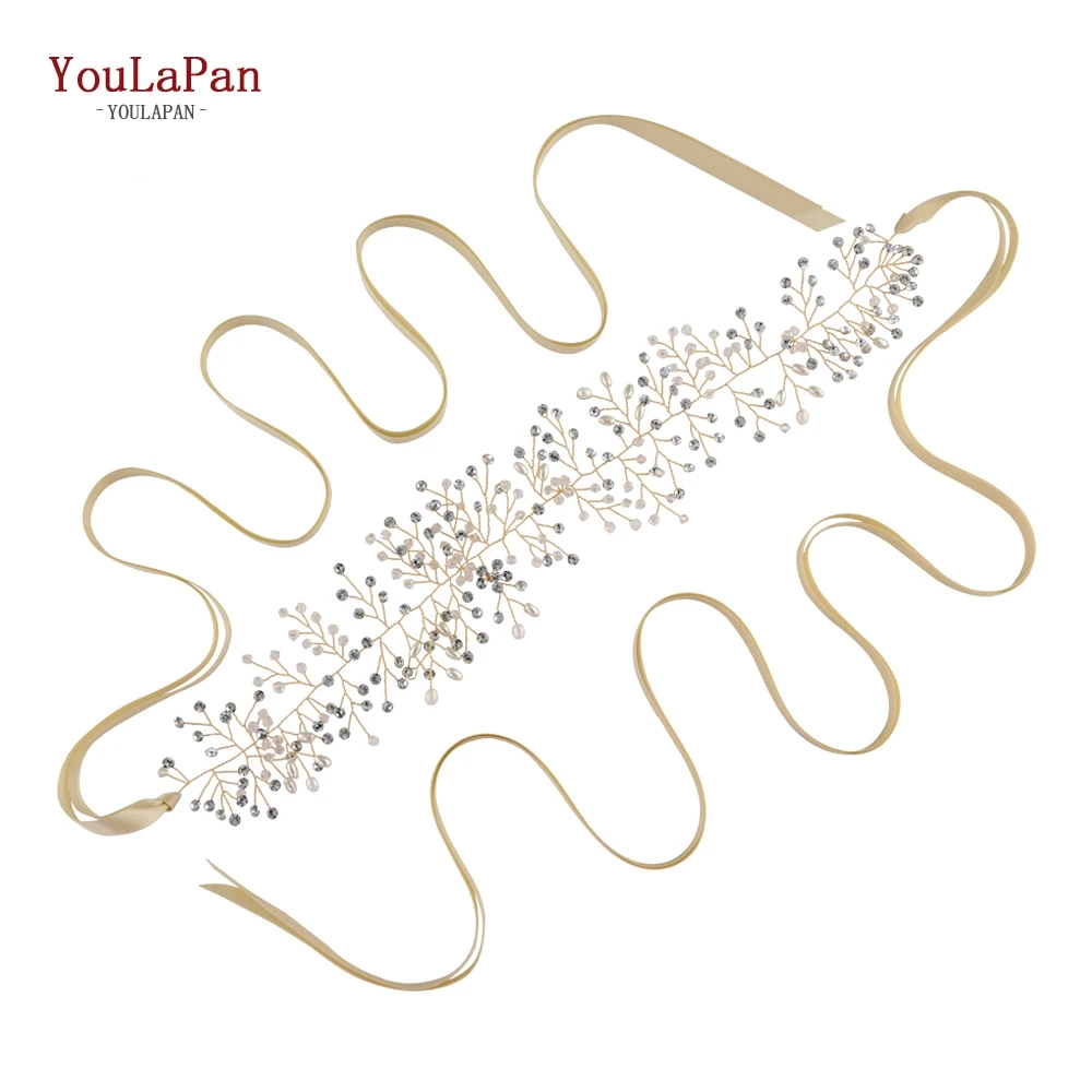 TOPQUEEN SH10 Золотой/Серебряный свадебный пояс для женщин со стразами пресноводный