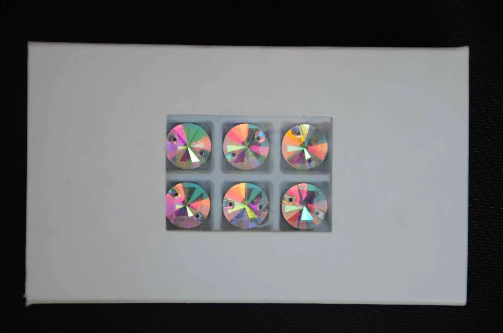 Качество AAA 8 мм ~ 18 кристалл AB Цвет Круглый Rivoli Кристалл Серебряное основание два