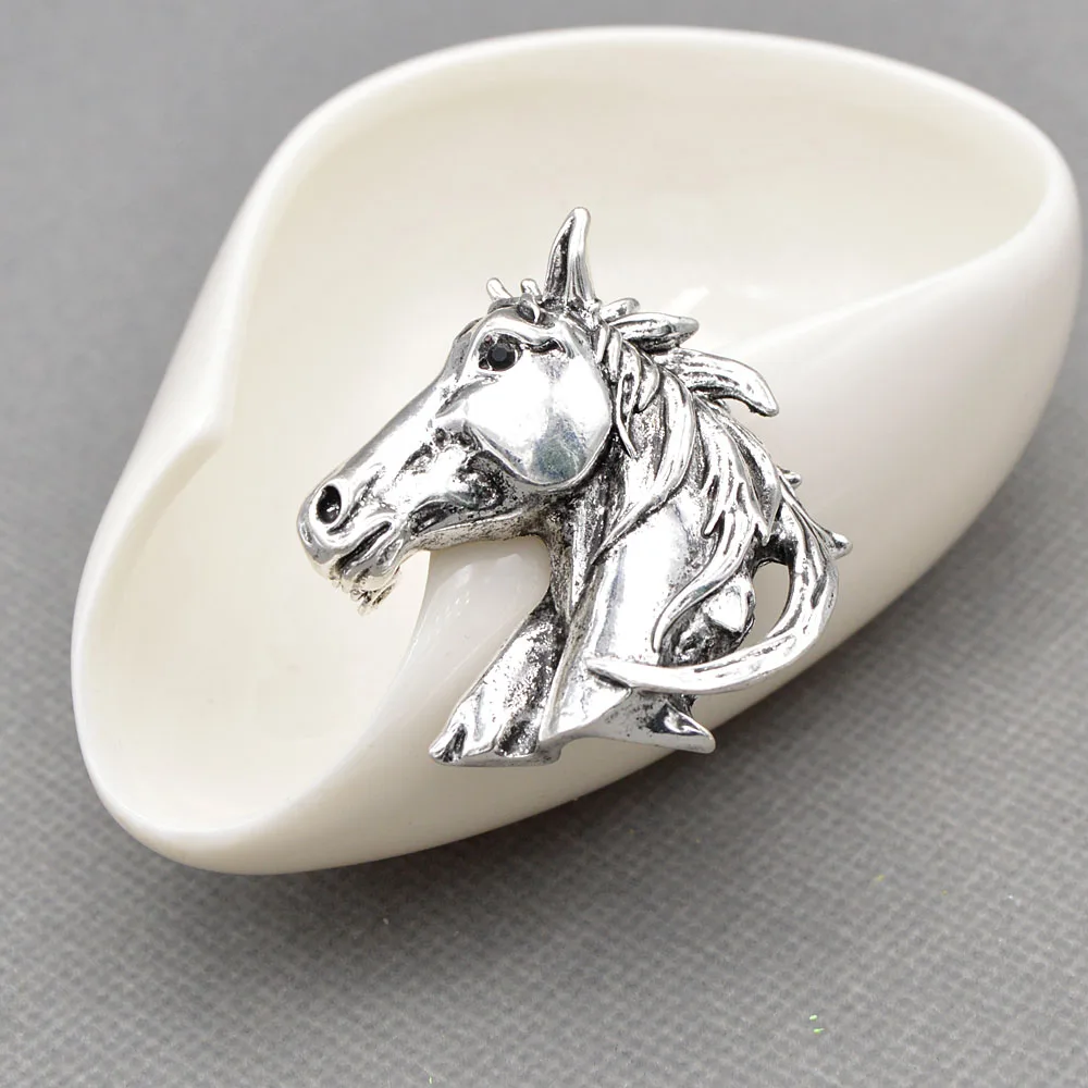 CINDY XIANG Gold And Silver Color Horse Head Brooches For Men Unisex Vintage Animal Pin Punk Style Suit Accessories High Quality images - 6