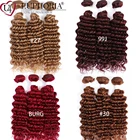 Deep Wave Human Hair 3 Bundles Pack 134 Pcs Brazilian Human Hair Weaving Weft 99J #273033 Color Human Hair Bundles EUPHORI