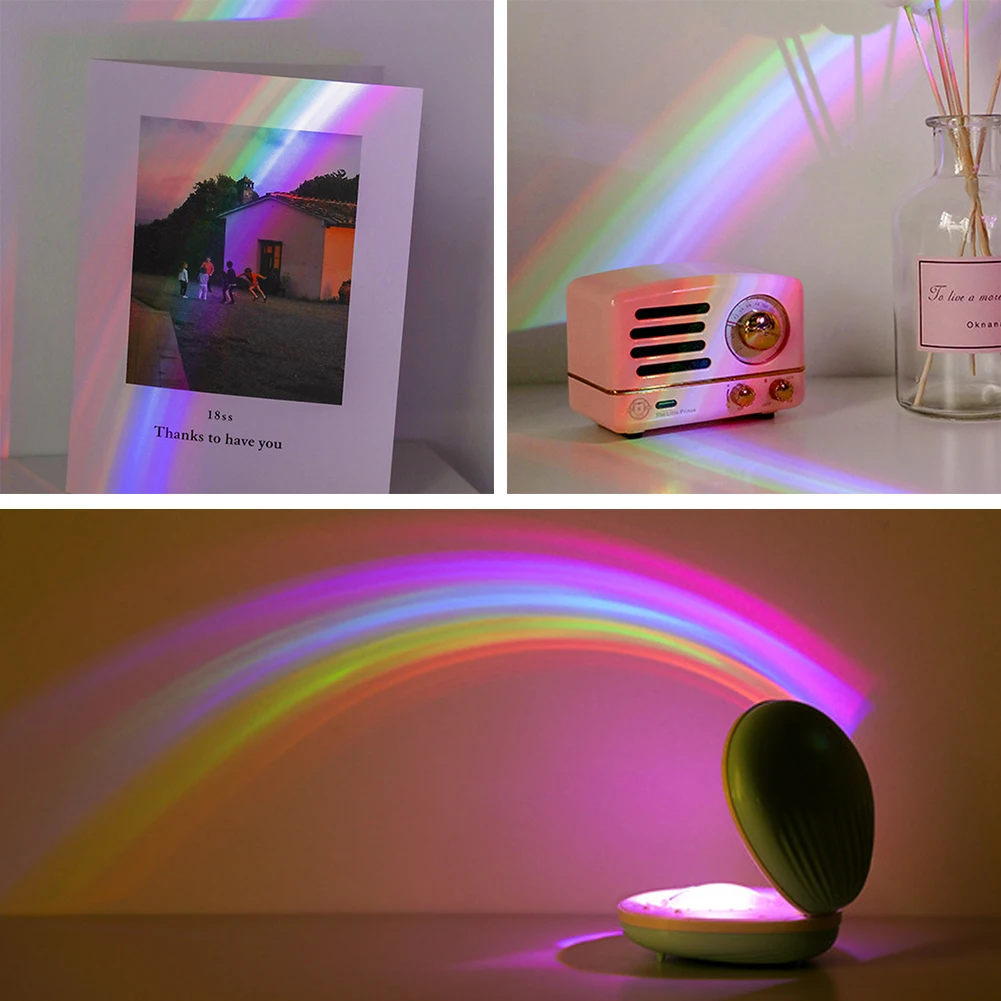 

Романтический Радужный проектор, светодиодный ночник, проекционная лампа, радусветильник ильник из радуги, перезаряжаемая атмосферная лам...