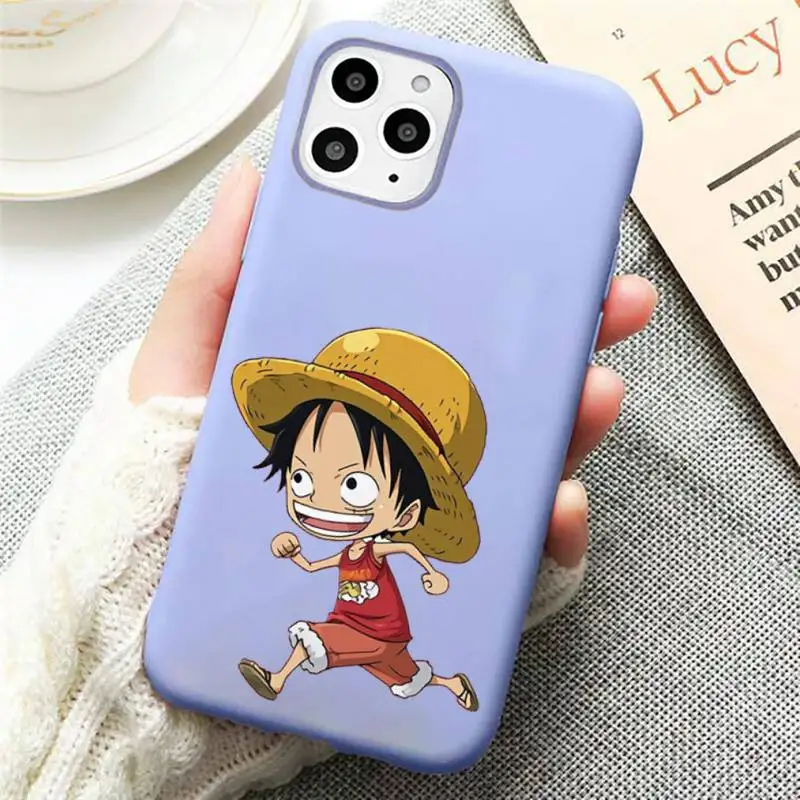 

Luffy cartoon luxury Phone Case coque Candy Color for iPhone 11 12 mini pro XS MAX 8 7 6 6S Plus X SE 2020 XR