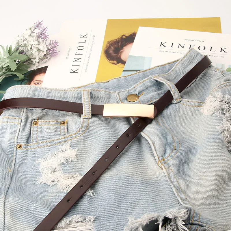 

Fashion Women's Thin Belt Alloy Matte All-Match Strap PU Leather Belt Waistband For Ladies Dress Shirt Wearing Waist Belts 2021