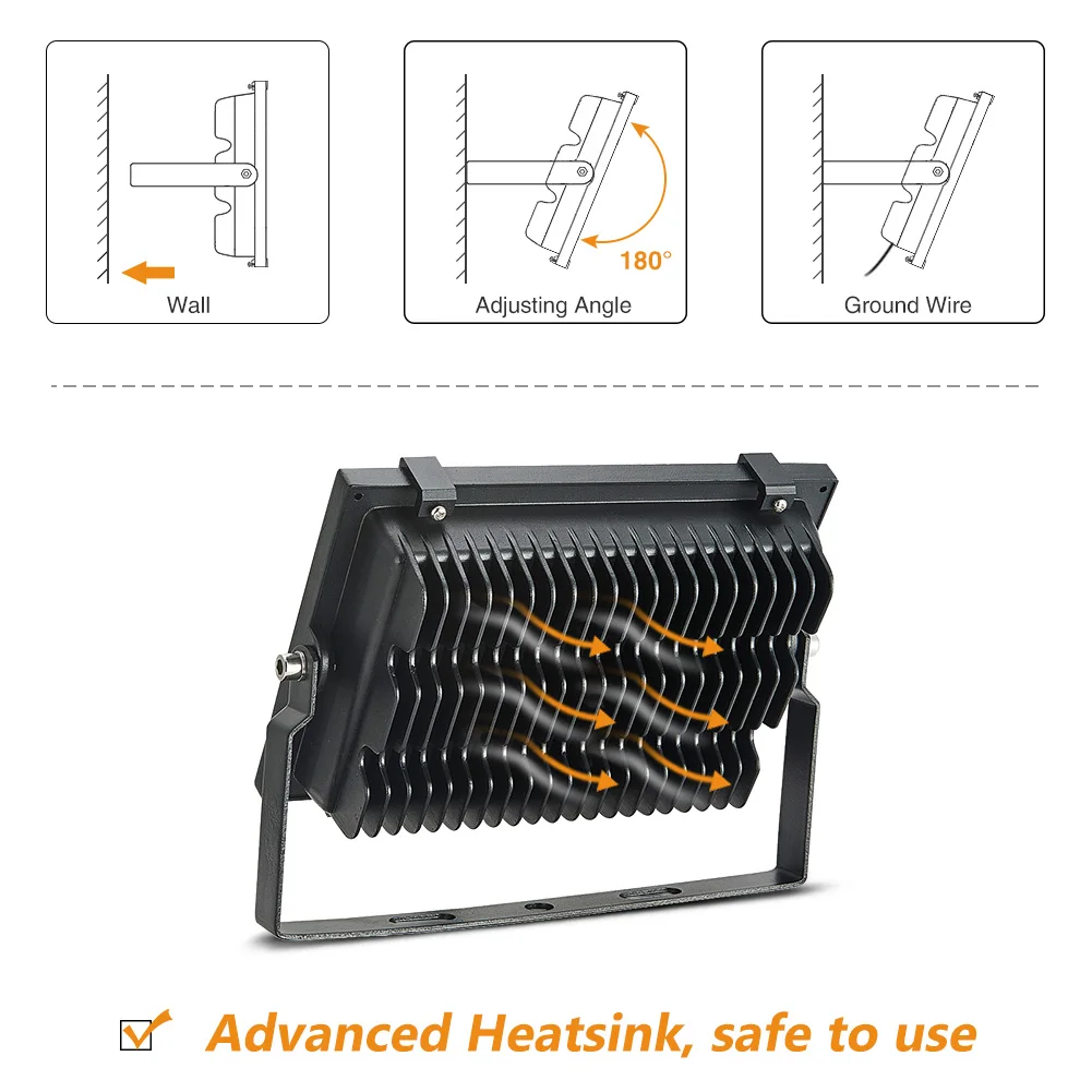 

50W LED Flood Light Warm White Waterproof IP65 Aluminum Glass Outdoor LED Light For Gardens Squares Factories Stadiums