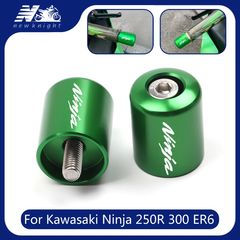 

For Kawasaki NINJA 250R 300 ER6 650 ZX6 ZX7 ZX9 ZX10 ZX12 ZX14 Motorcycle Accessories CNC Handlebar Grips End Bar Cap End Plug