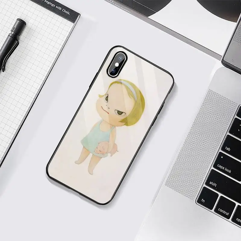 

japan Yoshimoto nara cartoon girl Phone Case Tempered glass For iphone 6 6S 7 8 plus X XS XR 11 12 mini PRO MAX